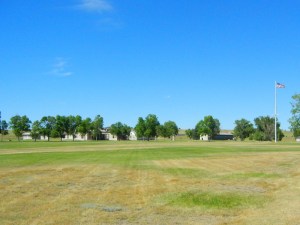Parade ground and buildings at Fort Laramie.