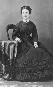 Annie Bidwell in 1875. There is a ring on her left hand, but it is impossible to see what it looks like.
