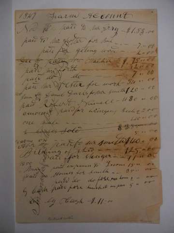 1849-1850 Farm Account for Rancho Chico courtesy Special Collections Meriam Library CSUChico
