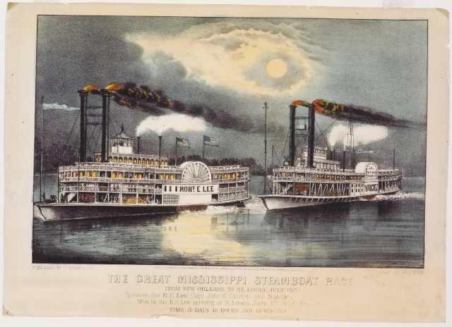 the-great-mississippi-steamboat-race-currier-ives